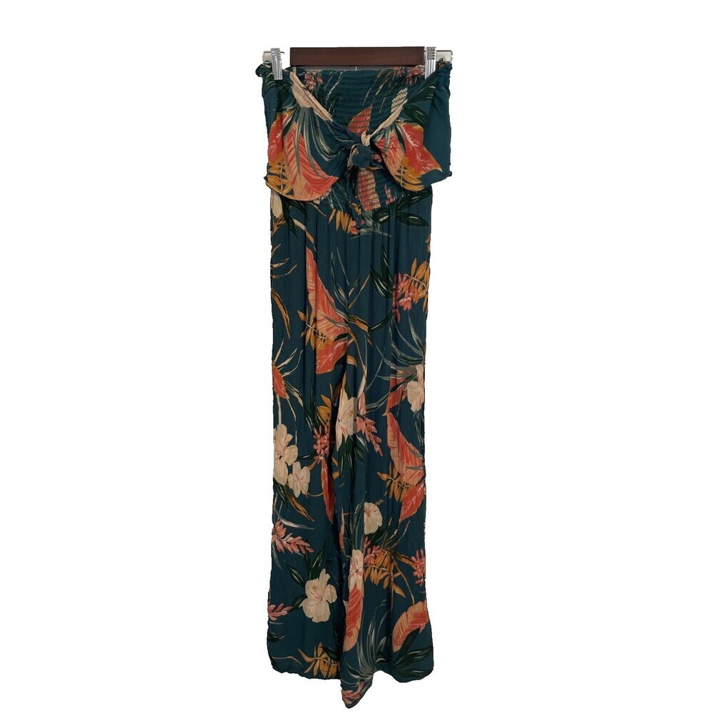 Patrons of Peace Womens Jumpsuit Size Small Tropical Floral Strapless Tie Front